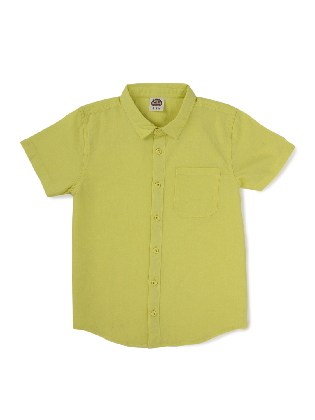 Boys Cotton Linen Shirt - Lime Yellow (EOSS)