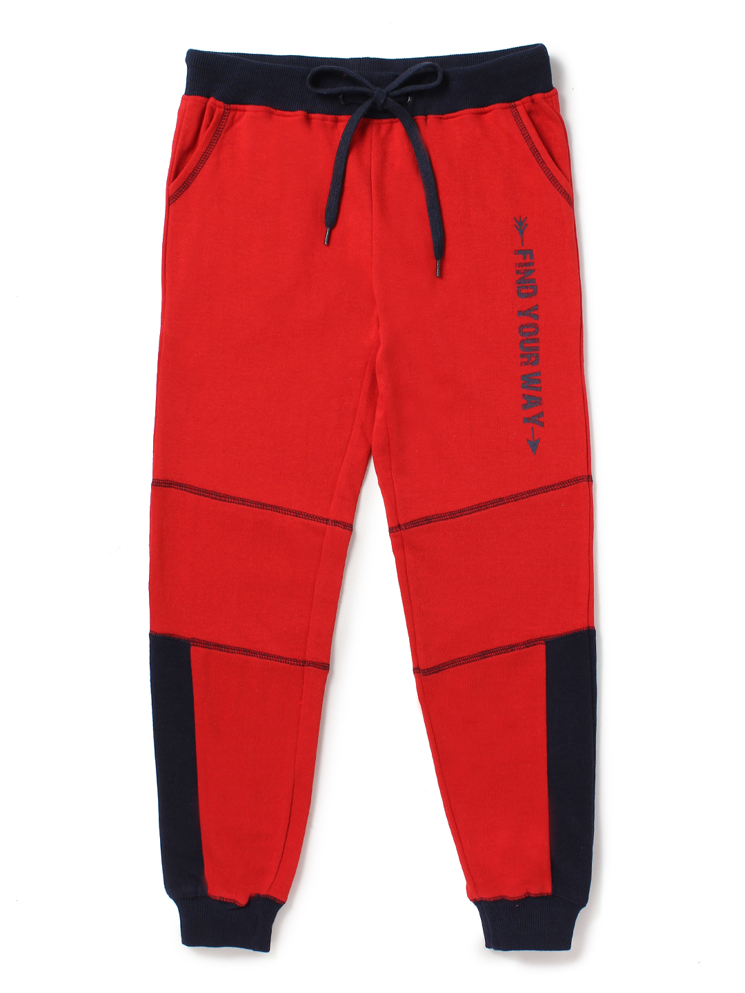 Boys Cotton Track Pant - Cut and Sew Pattern (Red , 4-12 years)