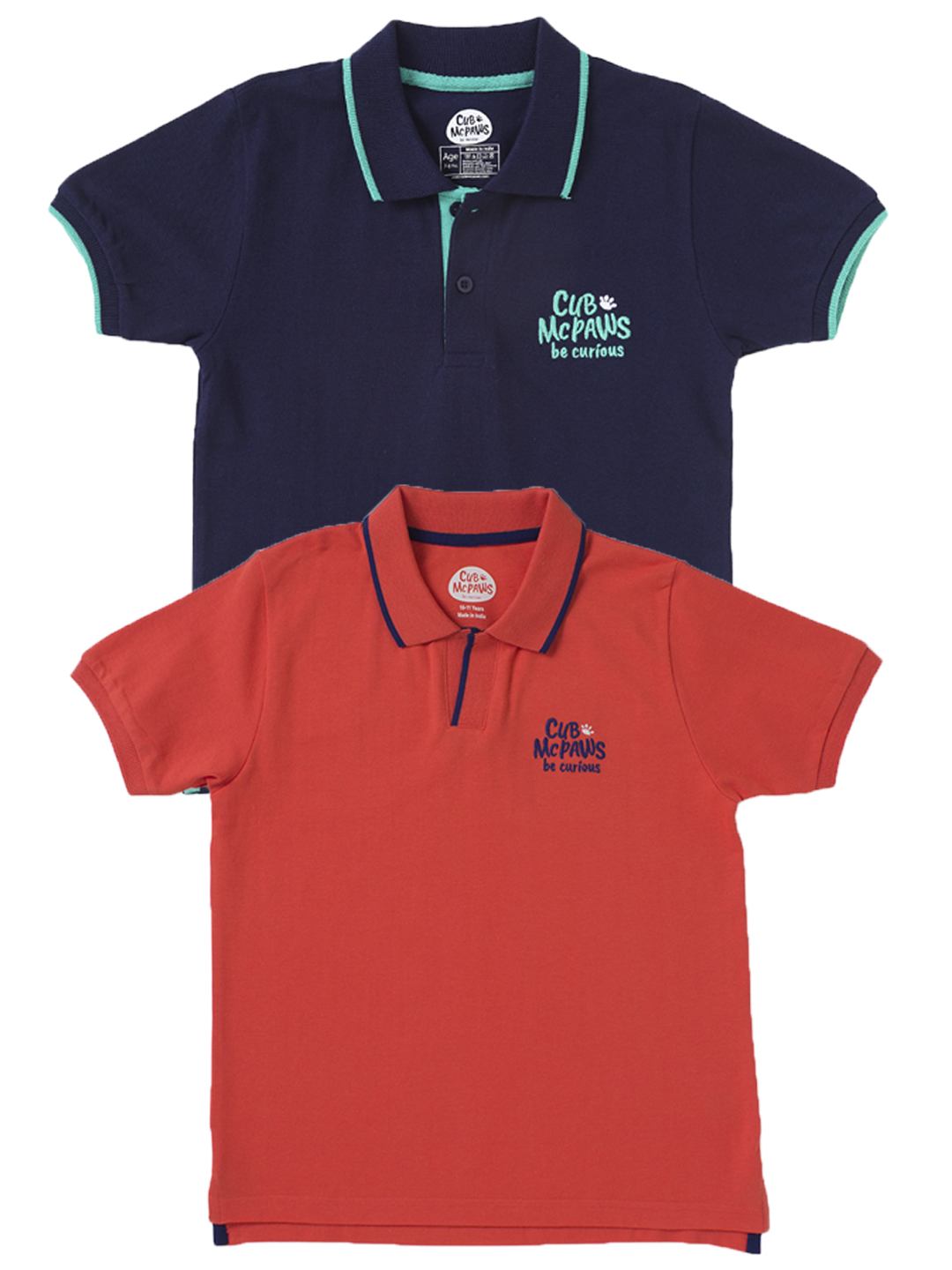 Boys Pack of 2 Classic Polo T-Shirts - Navy & Coral