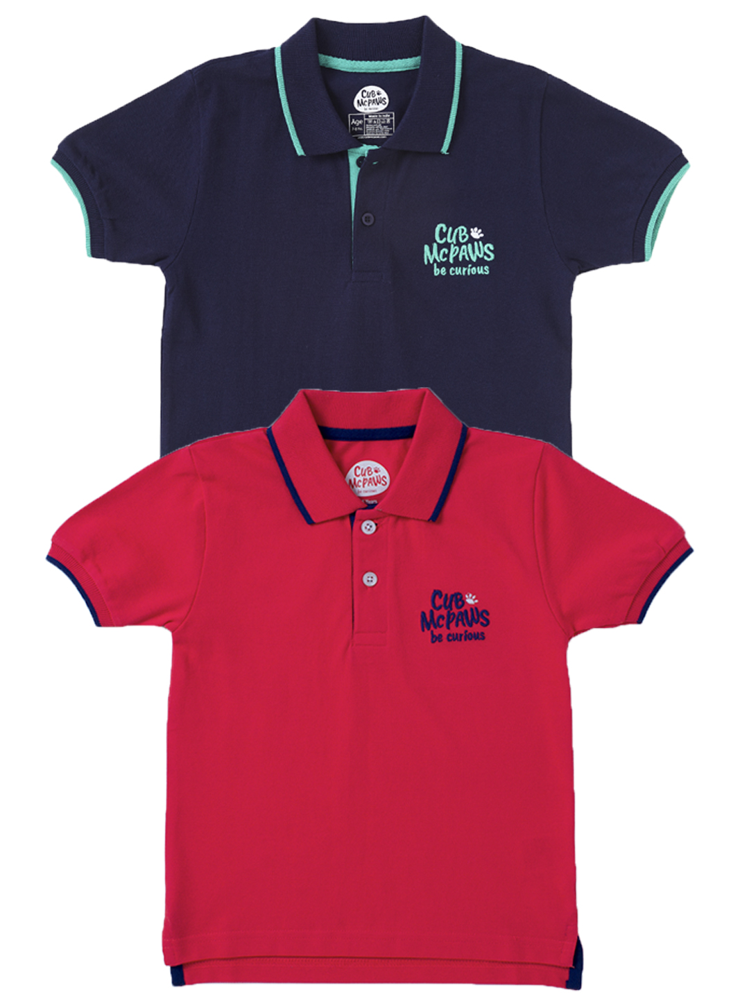 Boys Pack of 2 Classic Polo T-Shirts - Navy & Red