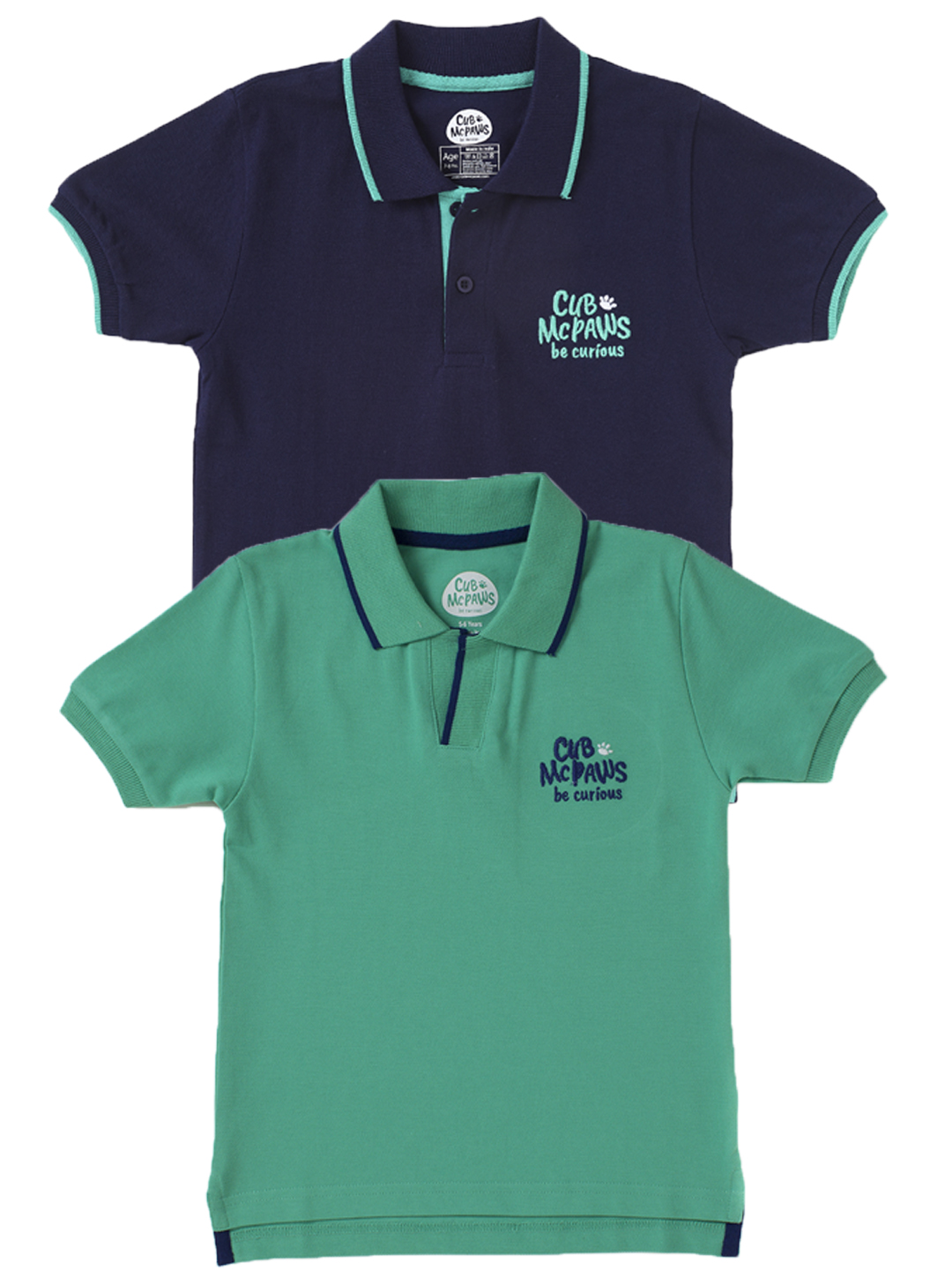Boys Pack of 2 Classic Polo T-Shirts - Navy & Sea Green