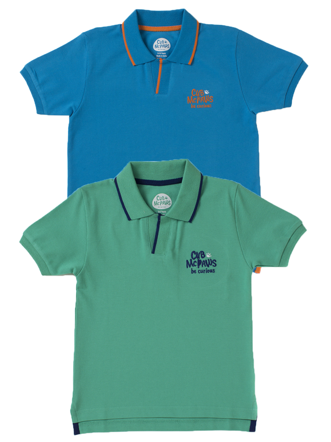 Boys Pack of 2 Classic Polo T-Shirts - Sea Green & Blue