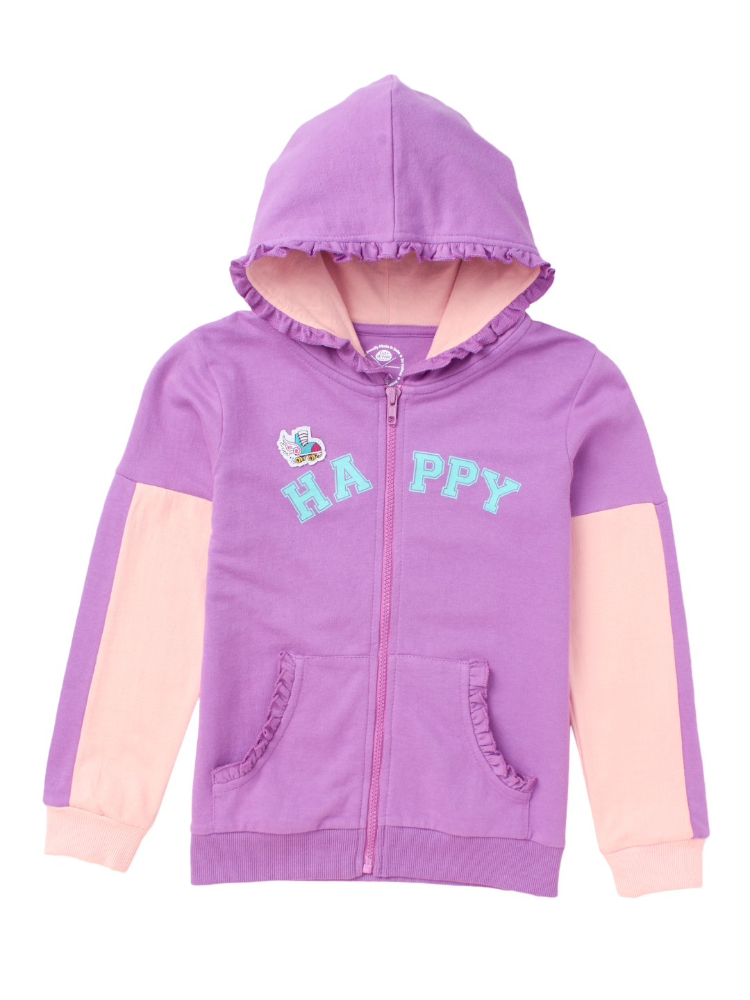 Girls Regular Fit Cotton Hooded Fashion Sweatshirt, Purple