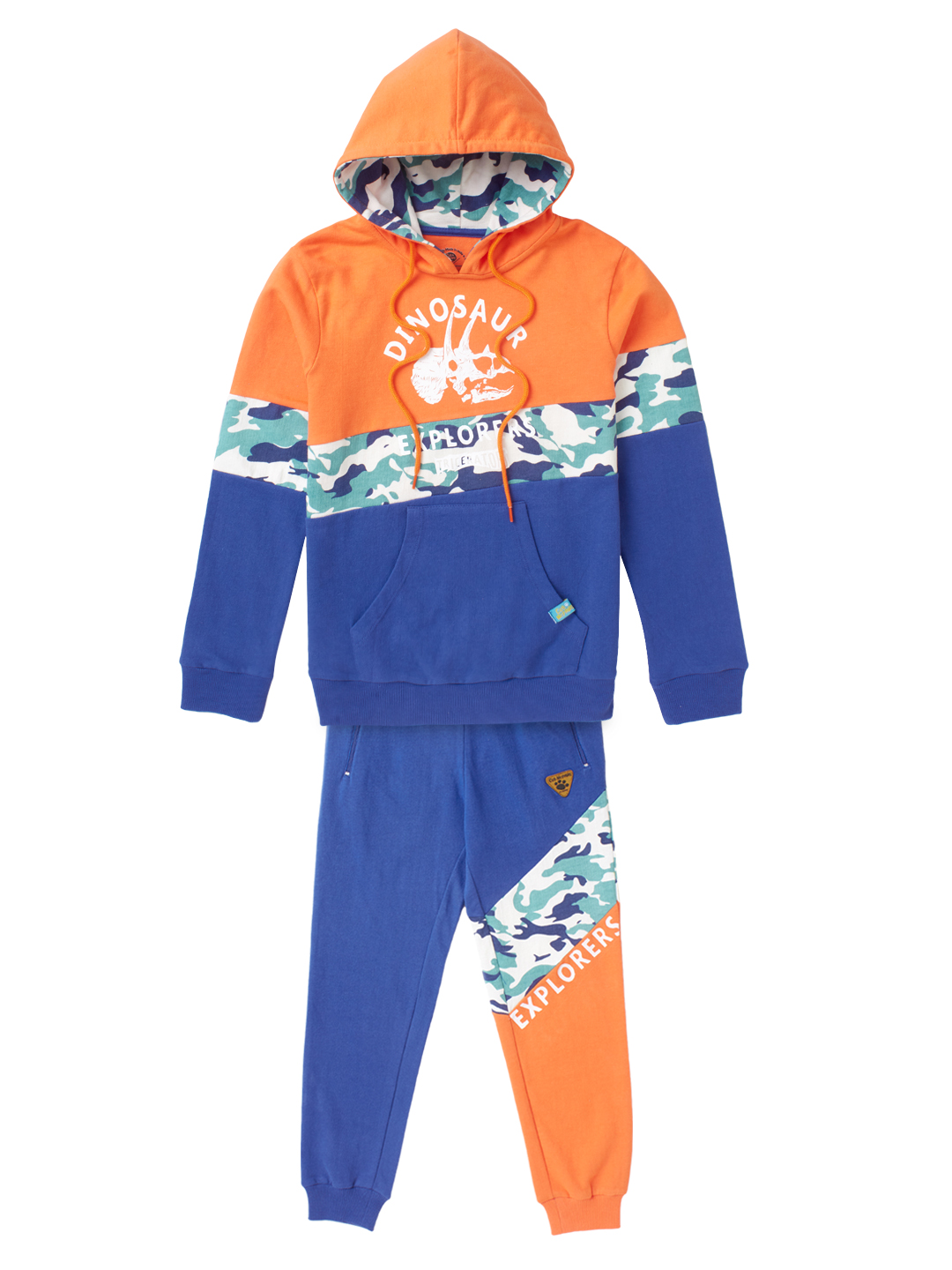 Boys Fashion Colorblocked Sweatshirt And Trackpant Set,Orange