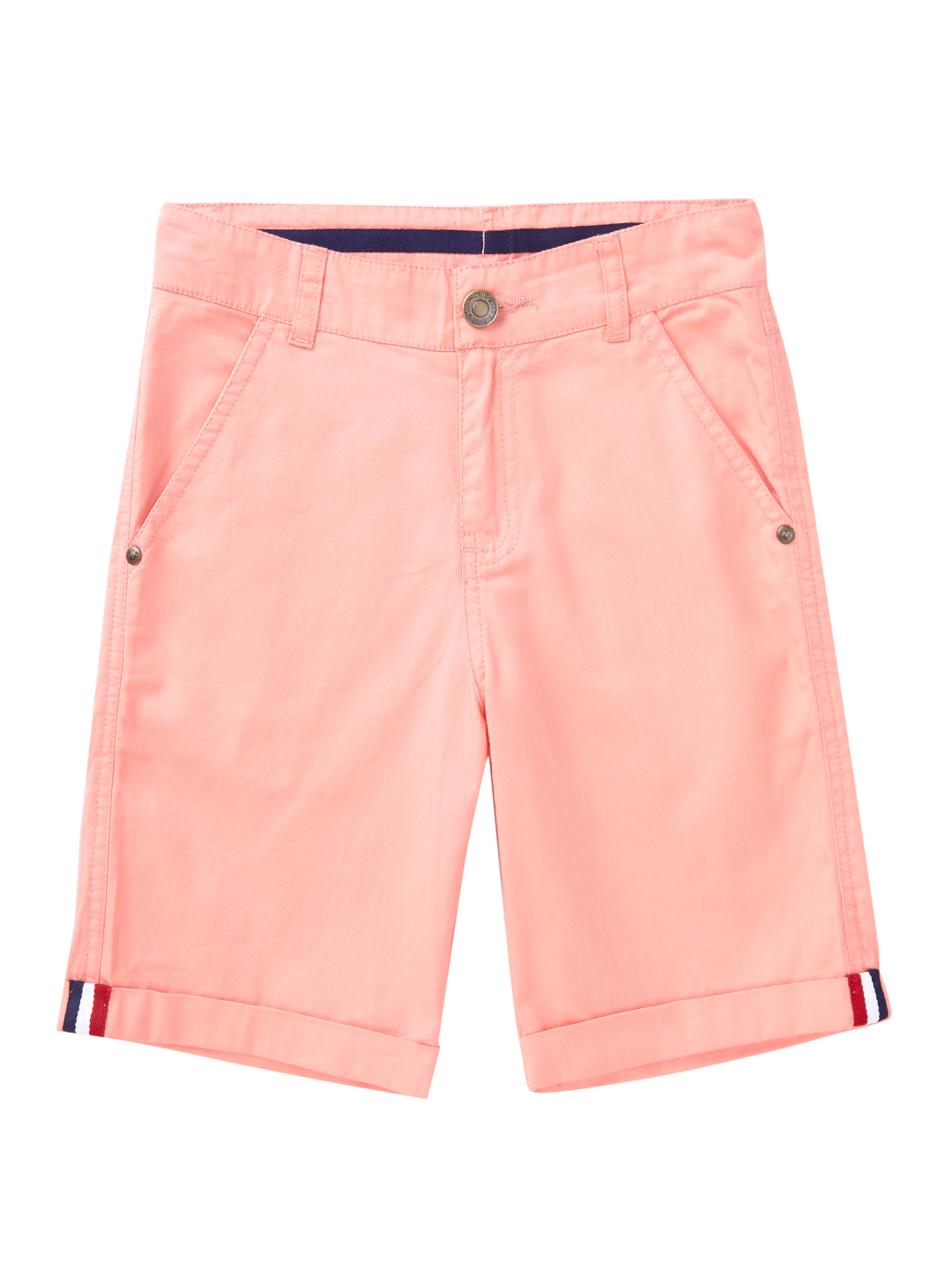 Boys Regular Fit Cotton Fashion Shorts, Peach