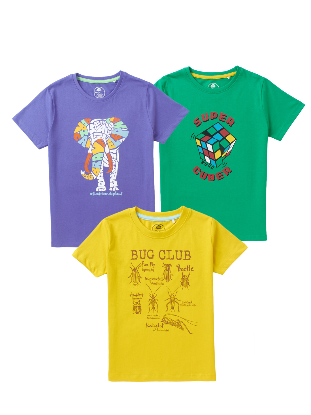 Boys Pack of 3 T-Shirts Half Sleeves - Multicolor