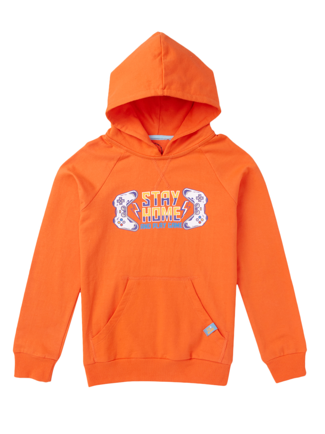 Boys Regular Fit Cotton Hooded Fashion Sweatshirt, Orange