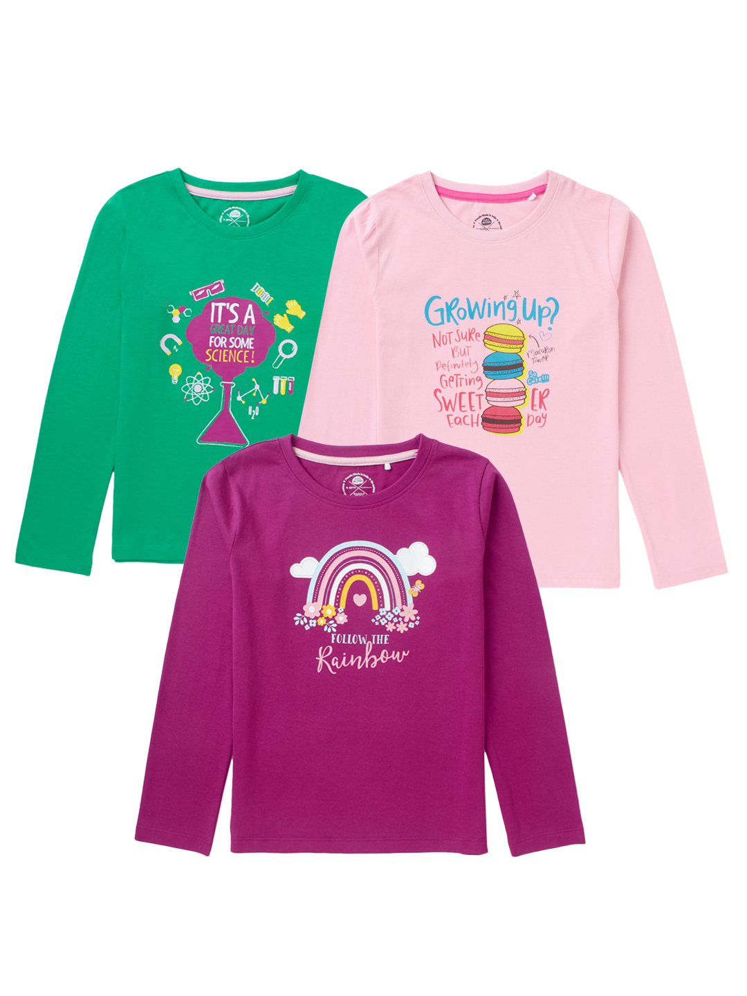 Girls Pack of 3 T-Shirts - Full Sleeves