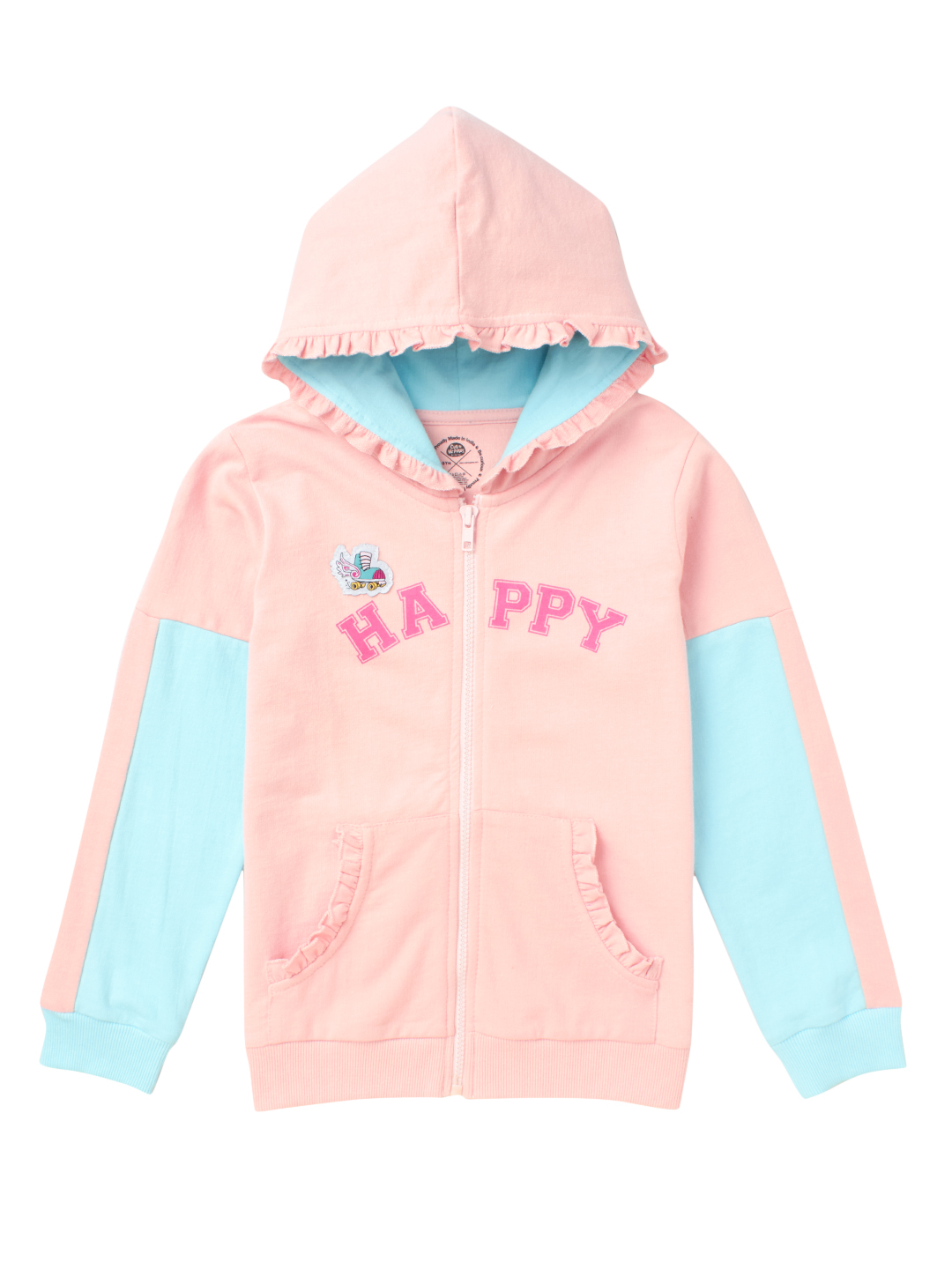 Girls Regular Fit Cotton Hooded Fashion Sweatshirt, Pink