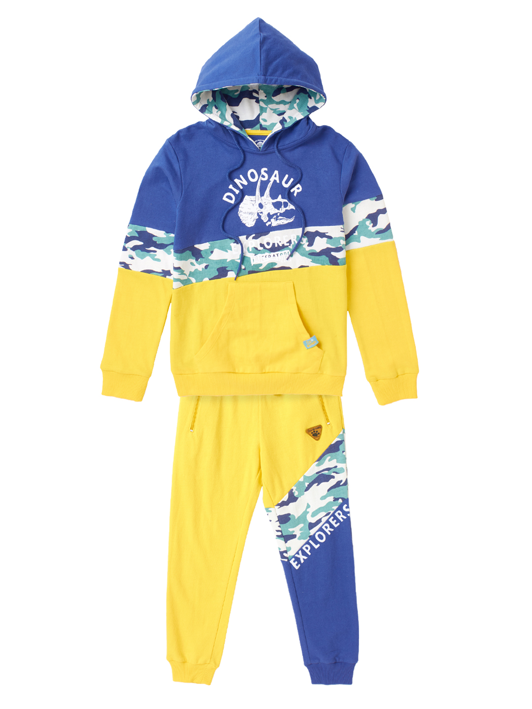Boys Fashion Colorblocked Sweatshirt And Trackpant Set,Yellow