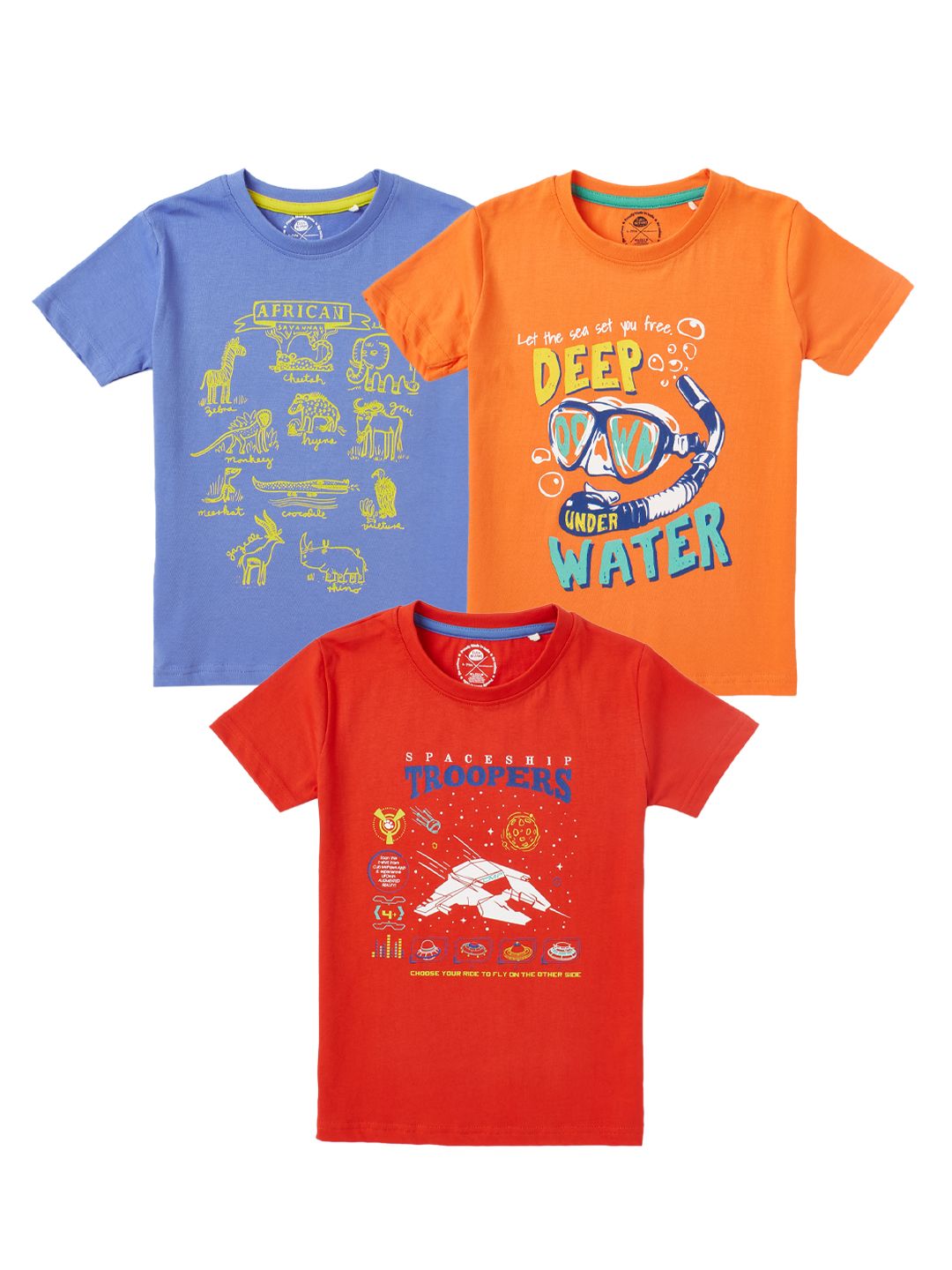 Boys Pack of 3 T-Shirts Half Sleeves,(includes 1 Magic T-shirt)