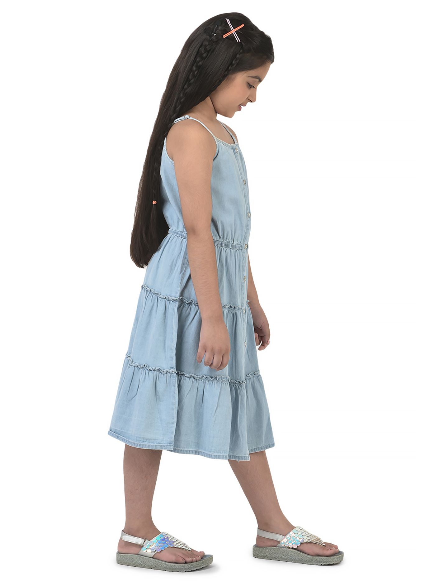 Girls Denim Dress Buy Girl's Denim Knee Length Dress Online in India
