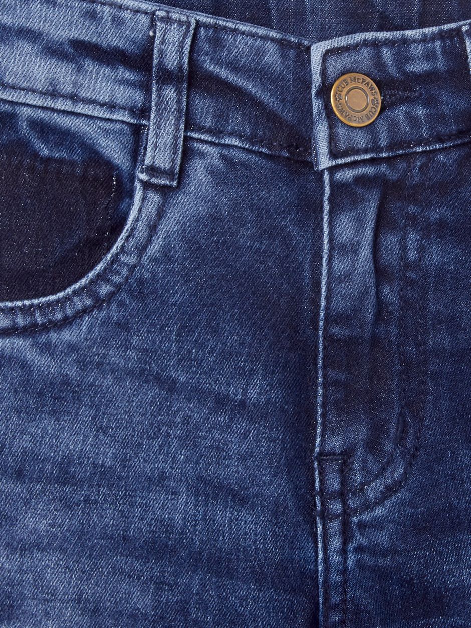 Boys Dark Blue Cotton Solid Jeans