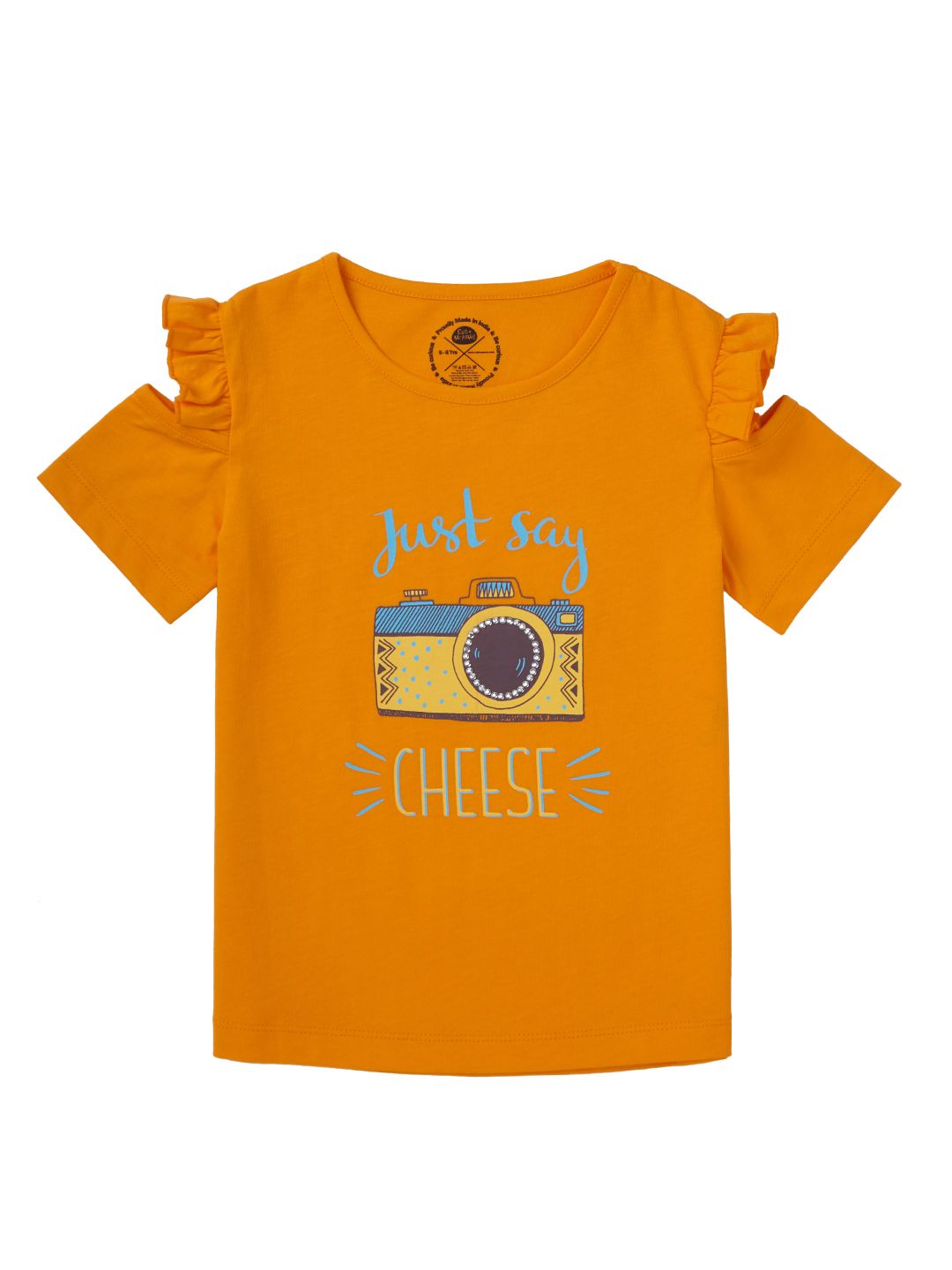 Orange Cold Shoulder Fashion T-shirt for Girls (EOSS)