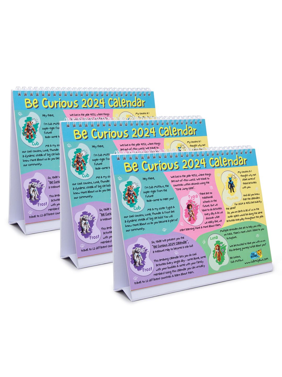 Be Curious 2024 Desk Calendar for Kids (Pack of 3)