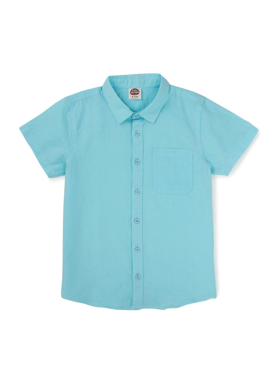 Boys Cotton Linen Shirt - Aqua Blue (EOSS)