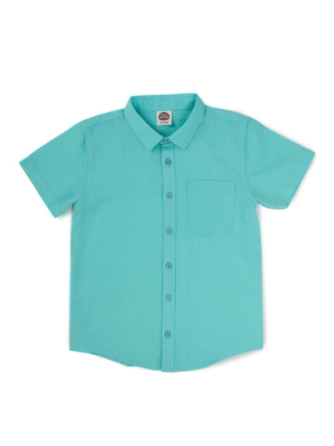 Boys Cotton Linen Shirt - Sea Green (EOSS)