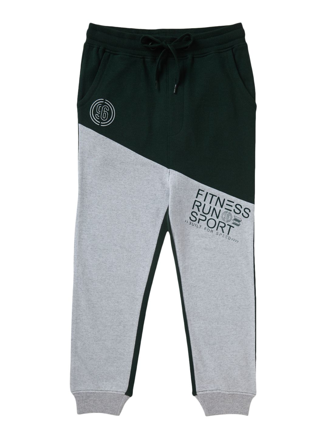 Boys Cotton Track Pant (Green & Grey , 4-12 years)