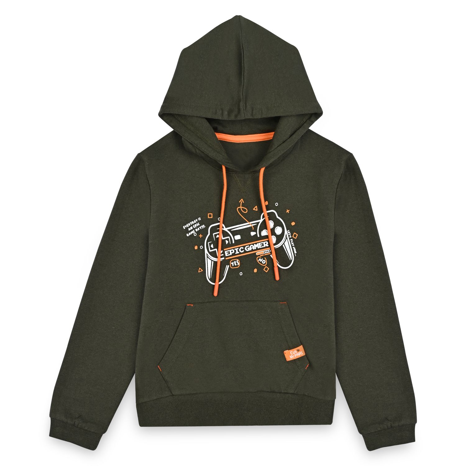 Boys Hooded Sweatshirt With Pockets - Olive Green