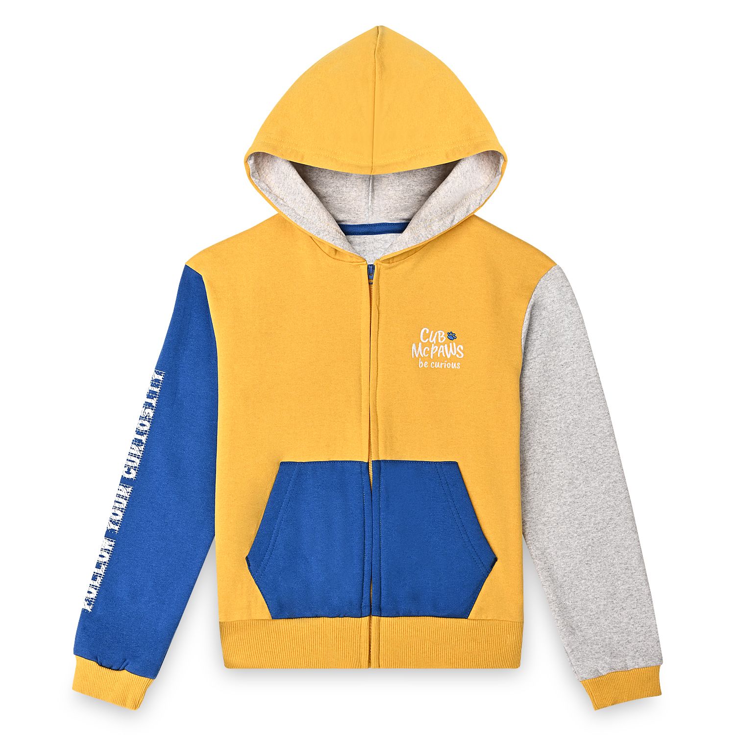 Boys Hooded Sweatshirt With Zip And Back-print - Yellow