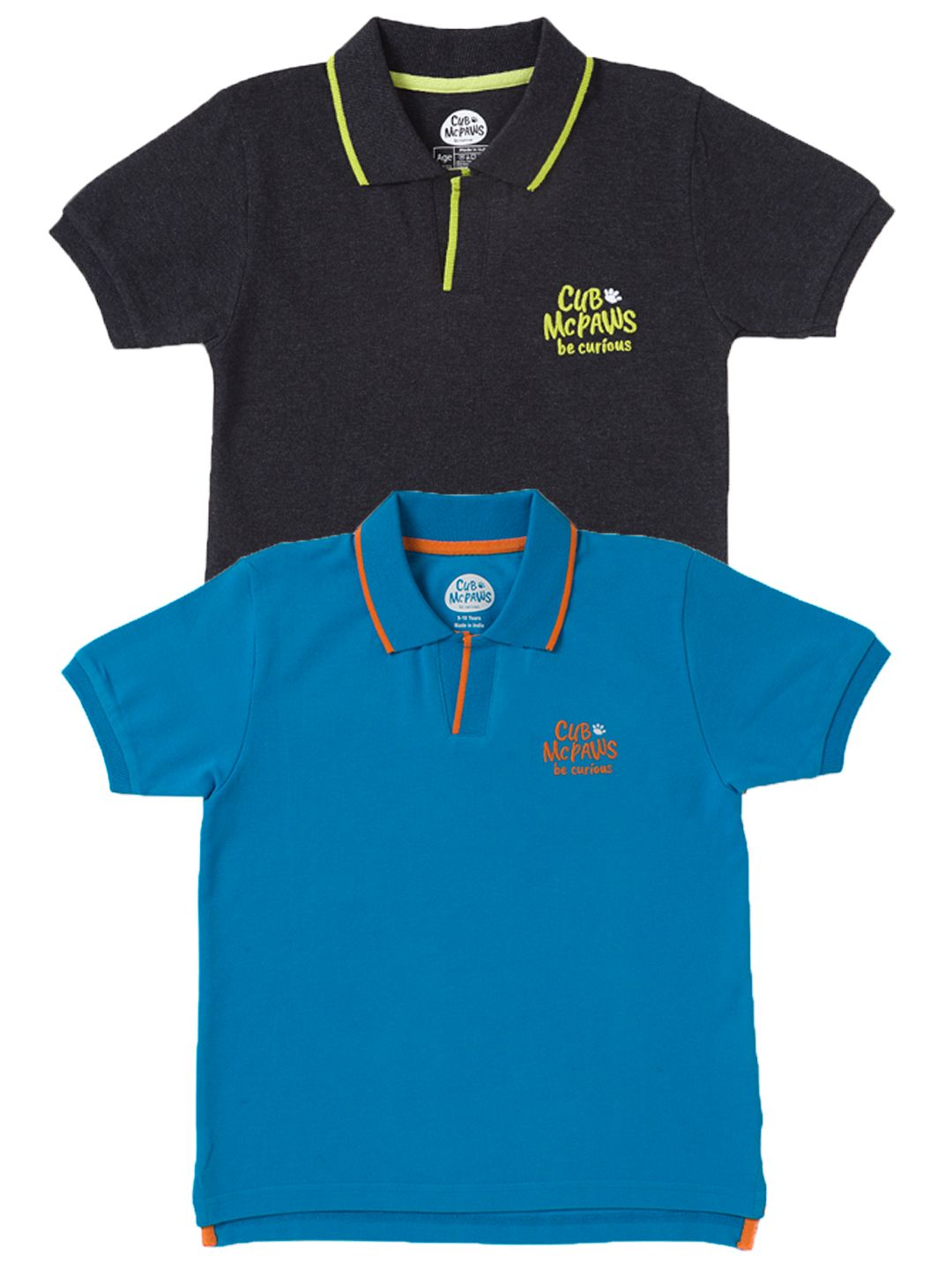 Boys Pack of 2 Classic Polo T-Shirts - Blue & Black