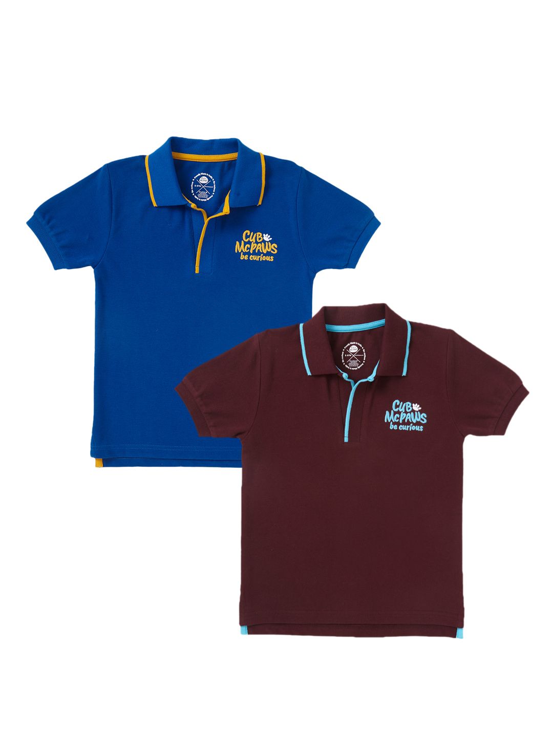 Boys Pack of 2 Classic Polo T-Shirts - Blue & Burgundy
