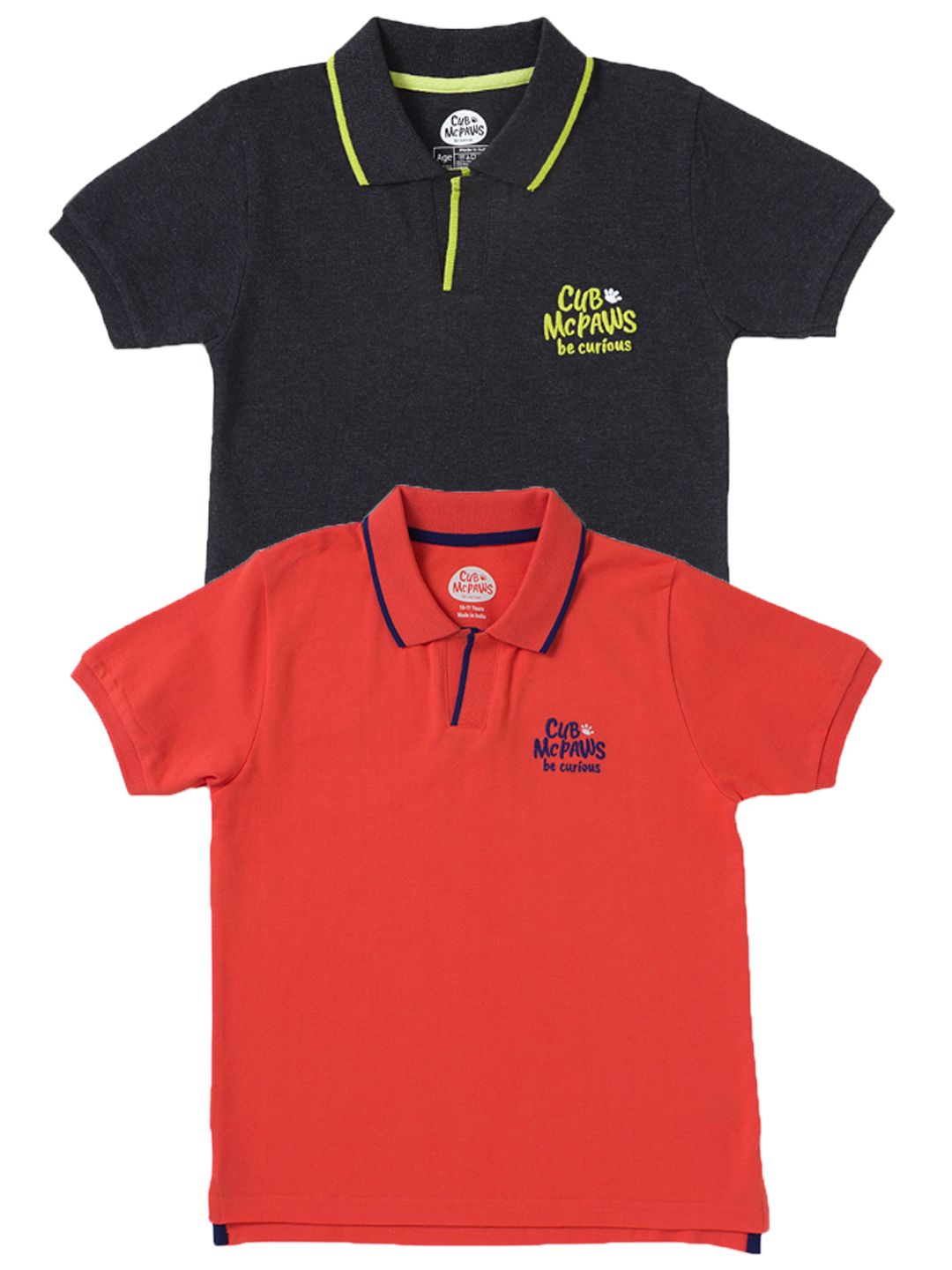 Boys Pack of 2 Classic Polo T-Shirts - Coral & Black
