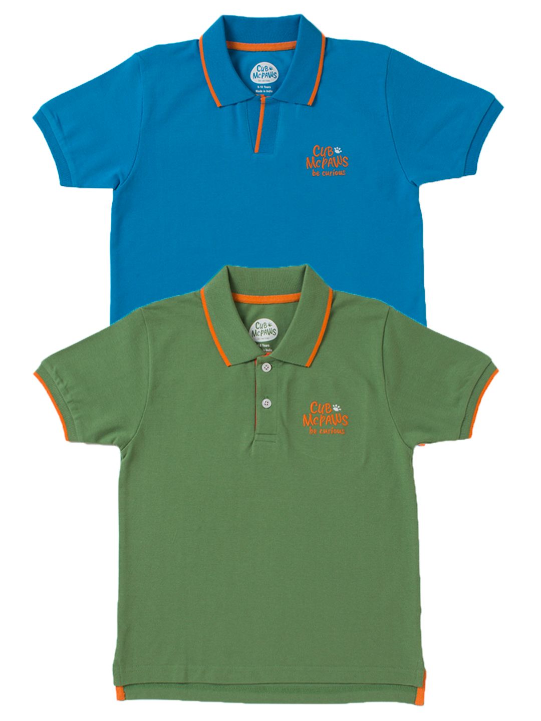 Boys Pack of 2 Classic Polo T-Shirts - Green & Blue