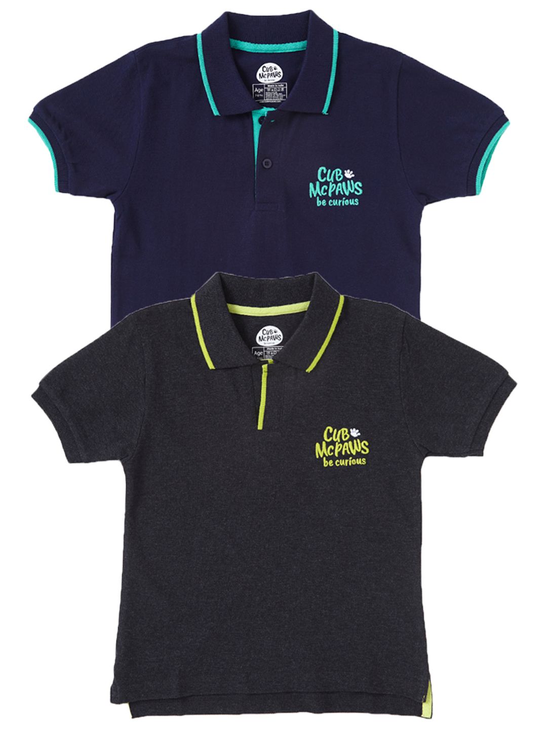 Boys Pack of 2 Classic Polo T-Shirts - Navy & Black