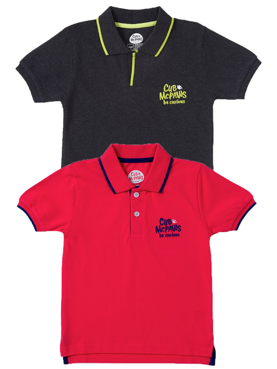 Boys Pack of 2 Classic Polo T-Shirts - Red & Black