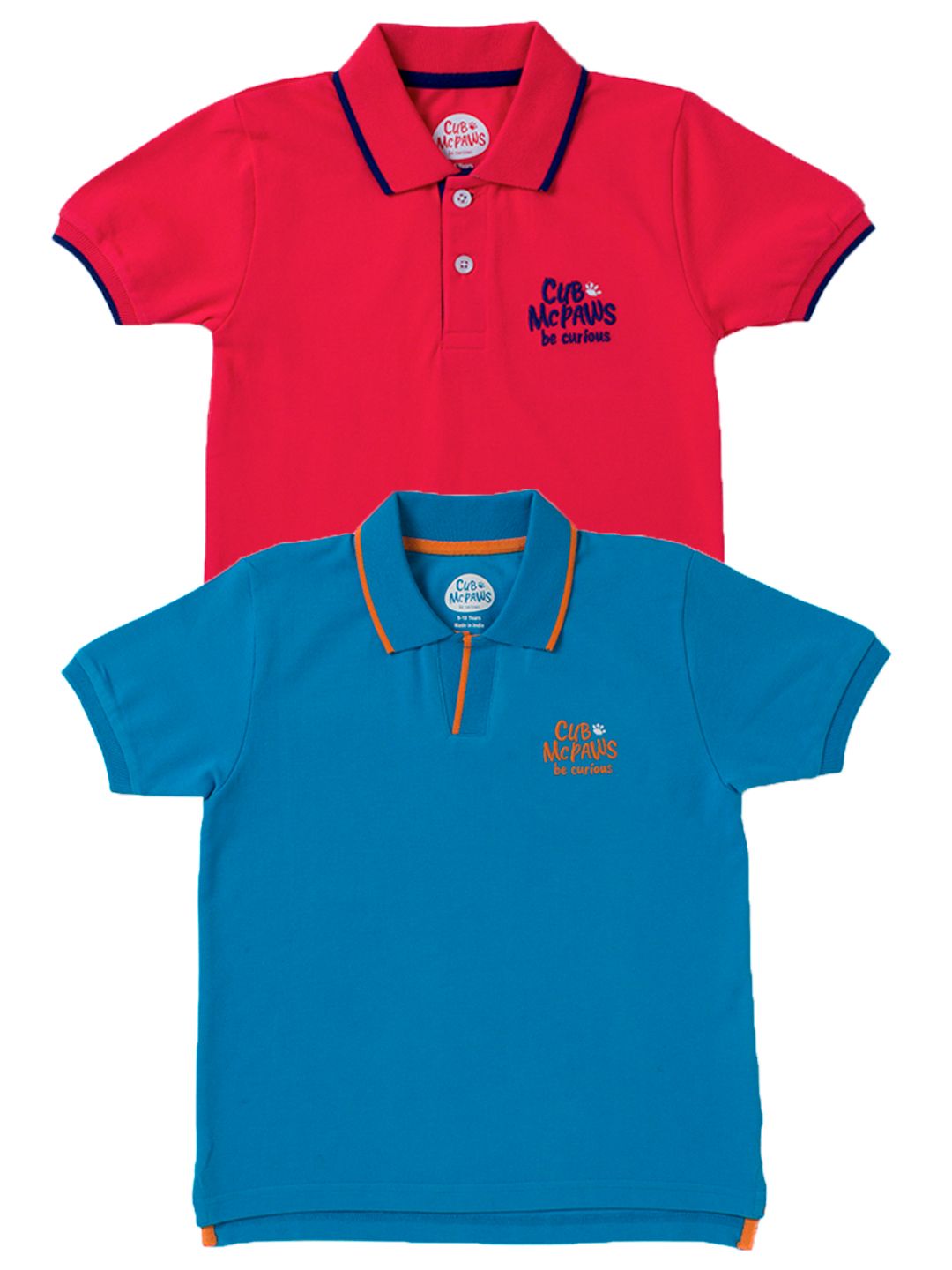 Boys Pack of 2 Classic Polo T-Shirts - Red & Blue