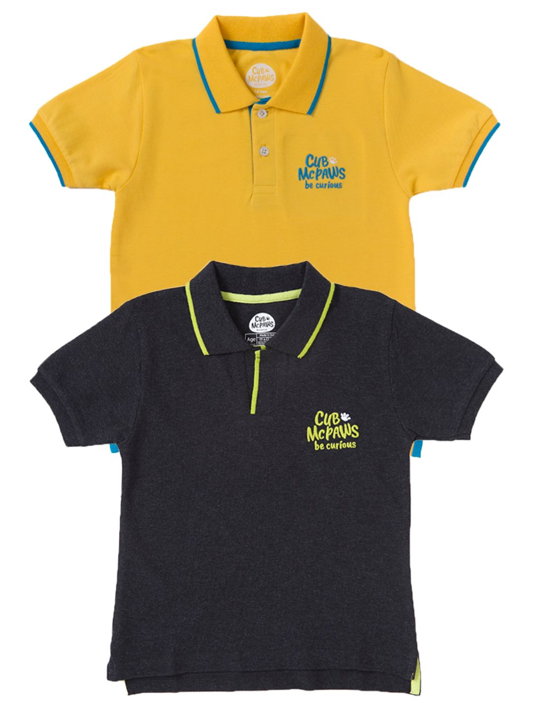 Boys Pack of 2 Classic Polo T-Shirts - Yellow & Black