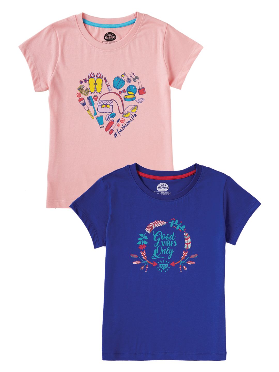 Buy Brilliant Basics - Girls Pack of 2 T-Shirts, 8 to 12 Years (Pink, Blue)  Online at 73% OFF | Cub McPaws