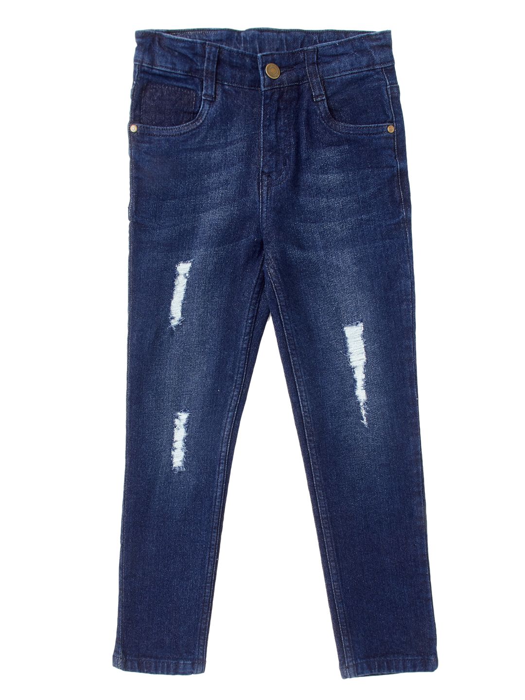 Boys Comfortable Denim Dark Blue Wash Ripped Jeans