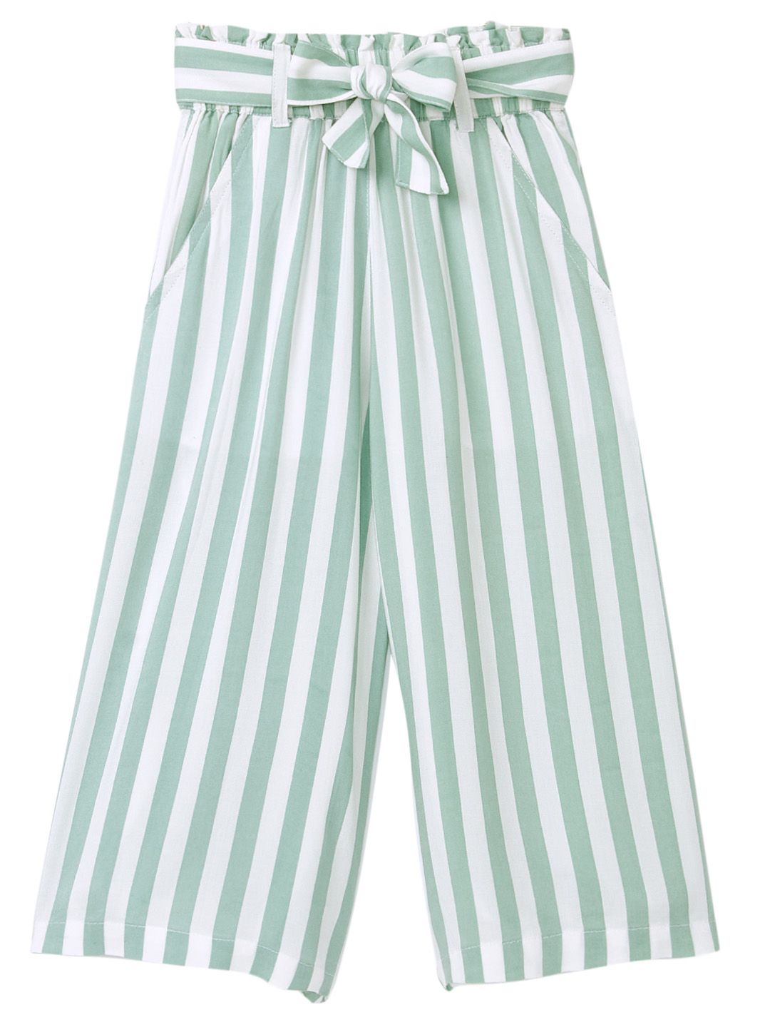 Girls Striped Printed Rayon White Palazzo With Stripes