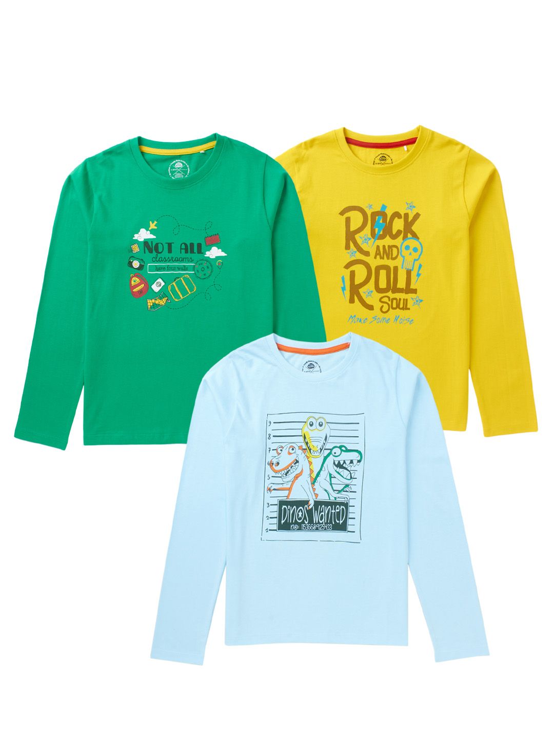 Boys Pack of 3 T-Shirts - Full Sleeves