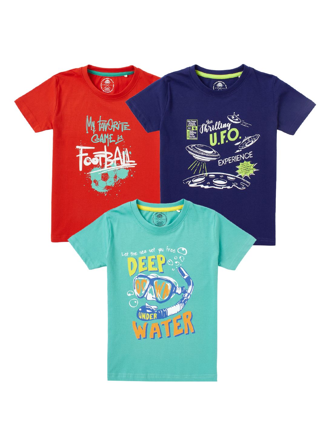 Boys Pack of 3 T-Shirts Half Sleeves,(includes 1 Magic T-shirt)