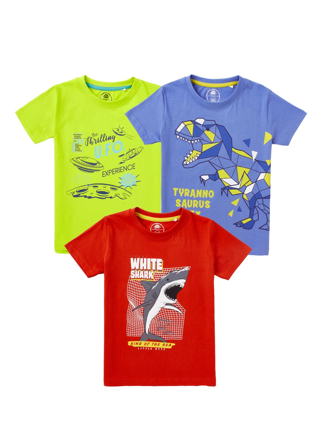Boys Pack of 3 T-Shirts Half Sleeves,Multicolor