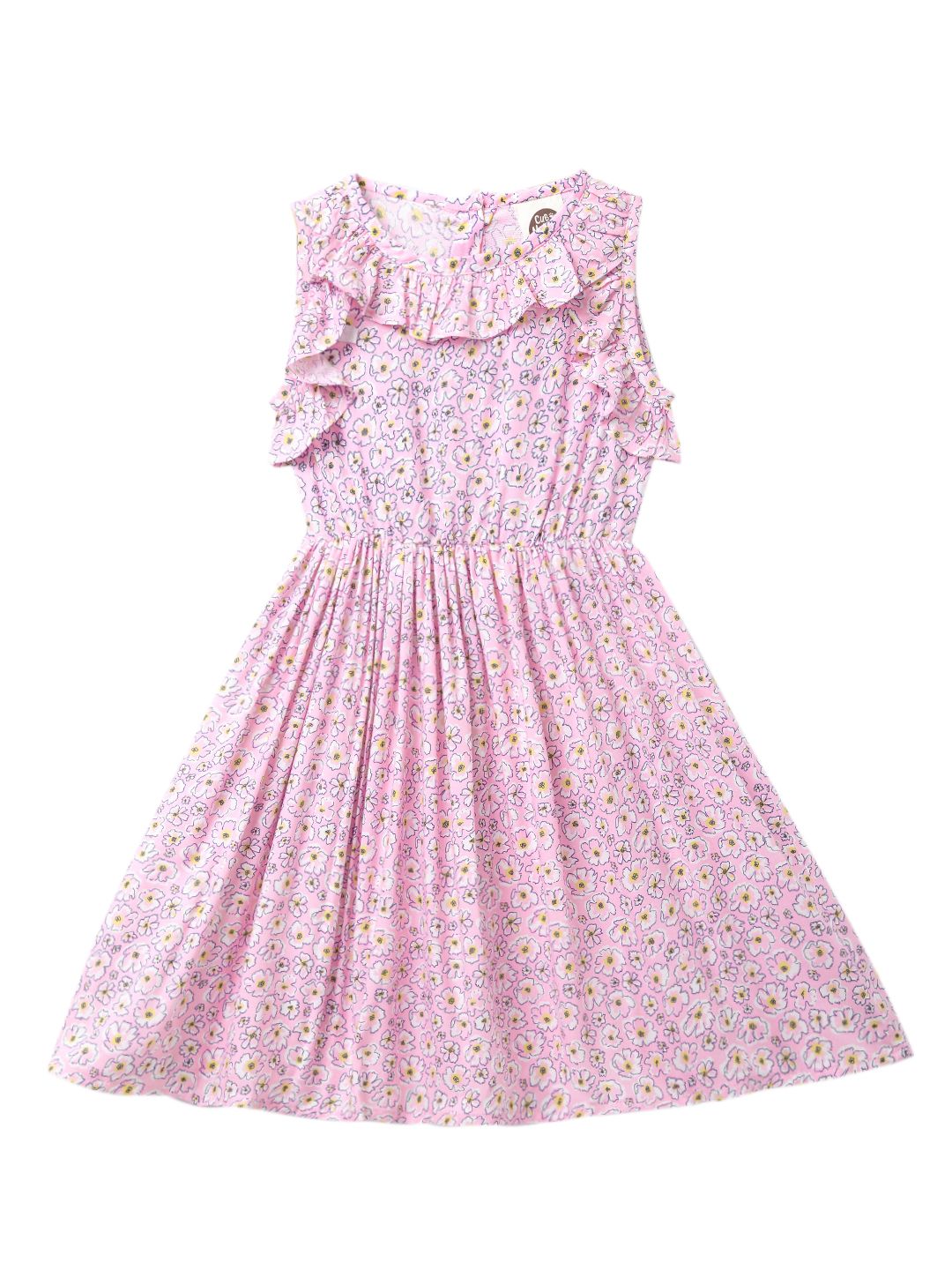  Girls Rayon Knee Length Dress,Light Pink