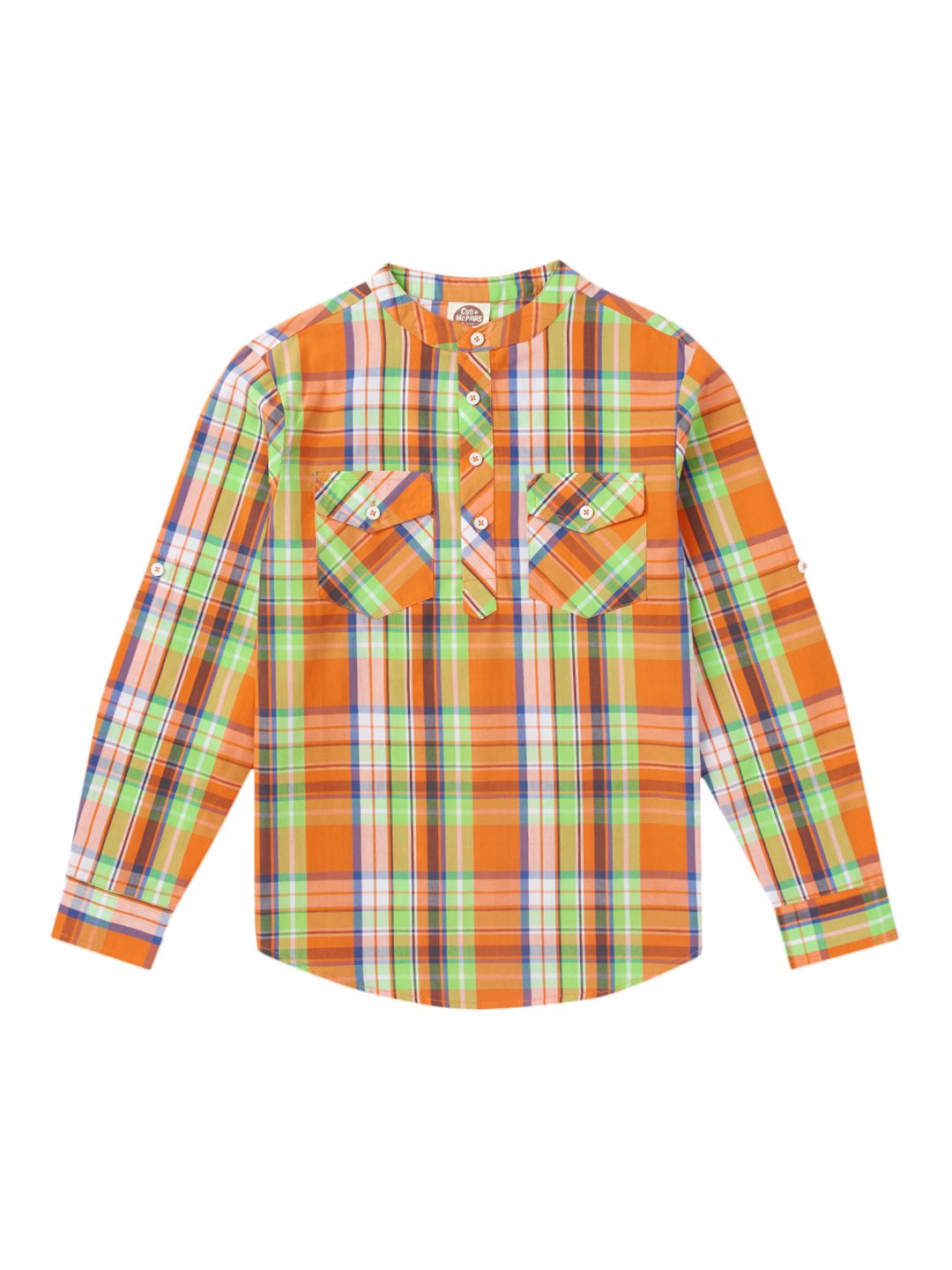 Boys Mandarin Collar Full Sleeves Shirt, Multicolor