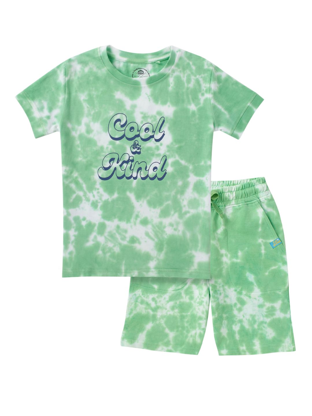  Boys Regular Fit Cotton Tie & Dye Tshirt & Shorts Set, Multicolour