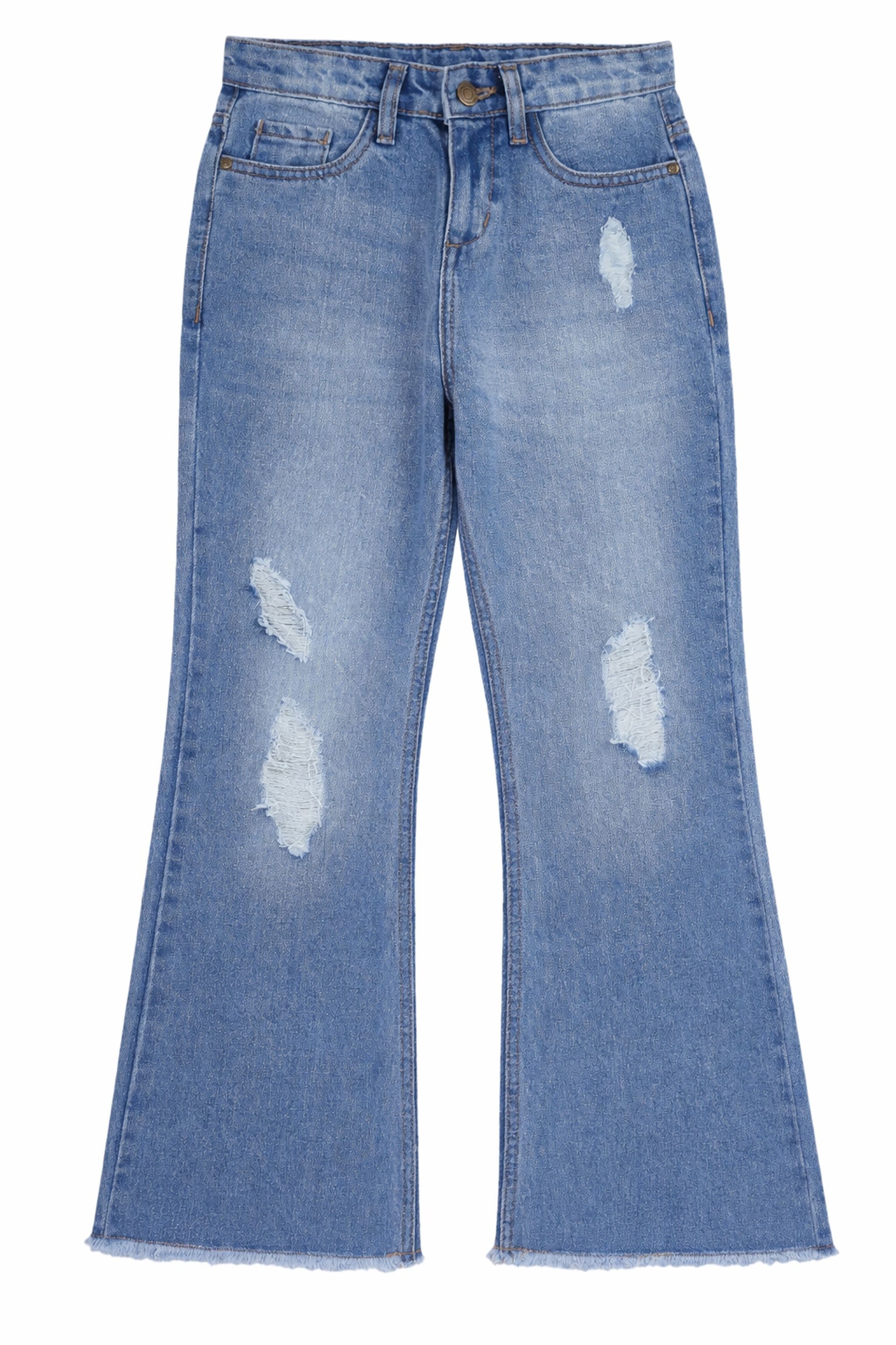 Girls Bootcut Denim Pants - Ice Wash Blue