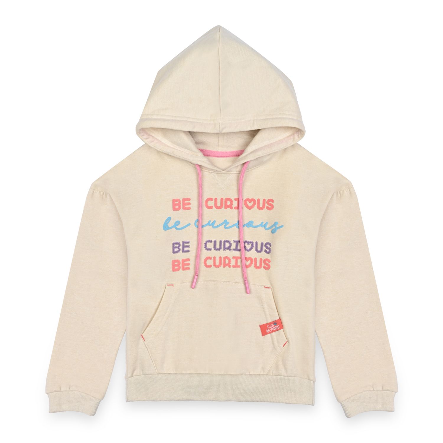 Girls Hooded Sweatshirt With Pockets - Cream