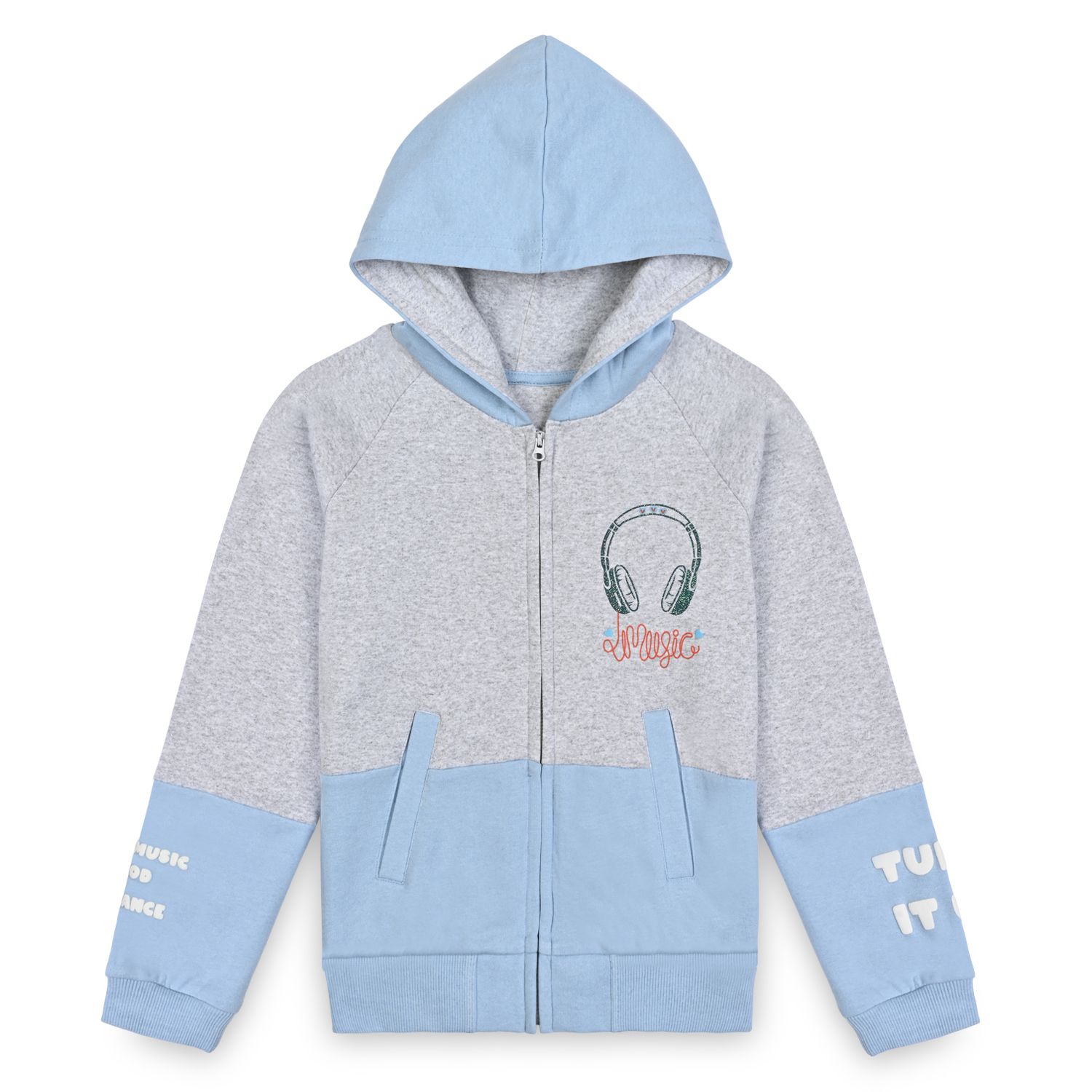Girls Hooded Sweatshirt With Zip - Aqua