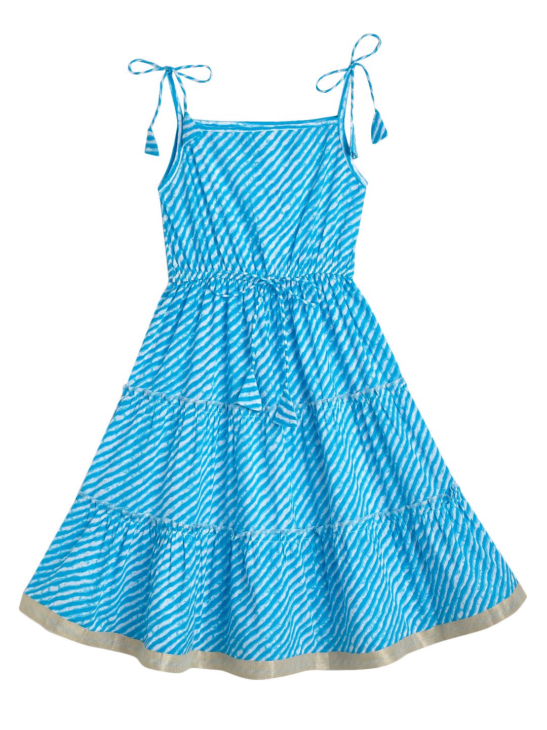 Girls Leheriya Indo-western Fusion Dress - Blue
