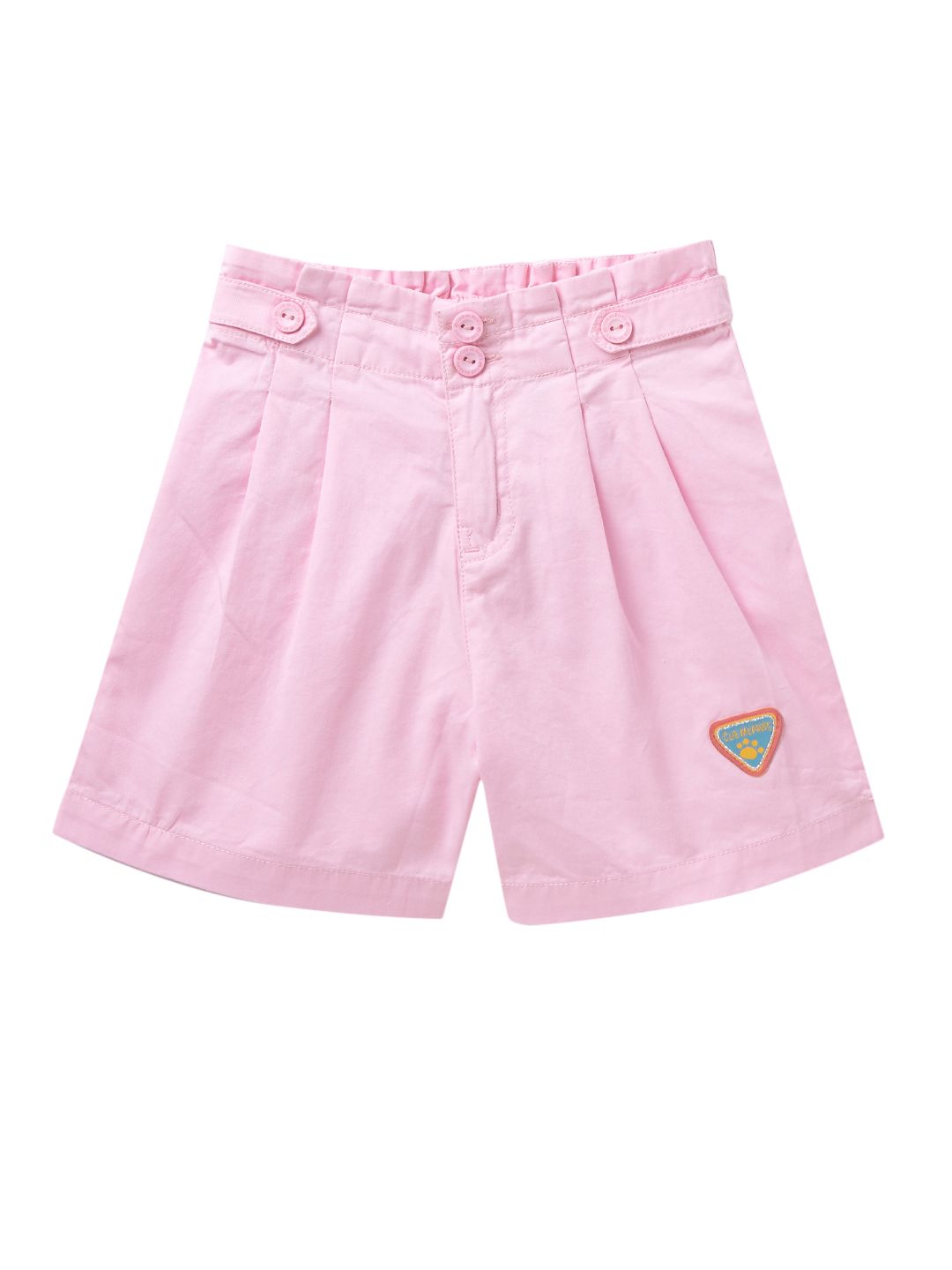Girls paper bag waist pleated pink shorts