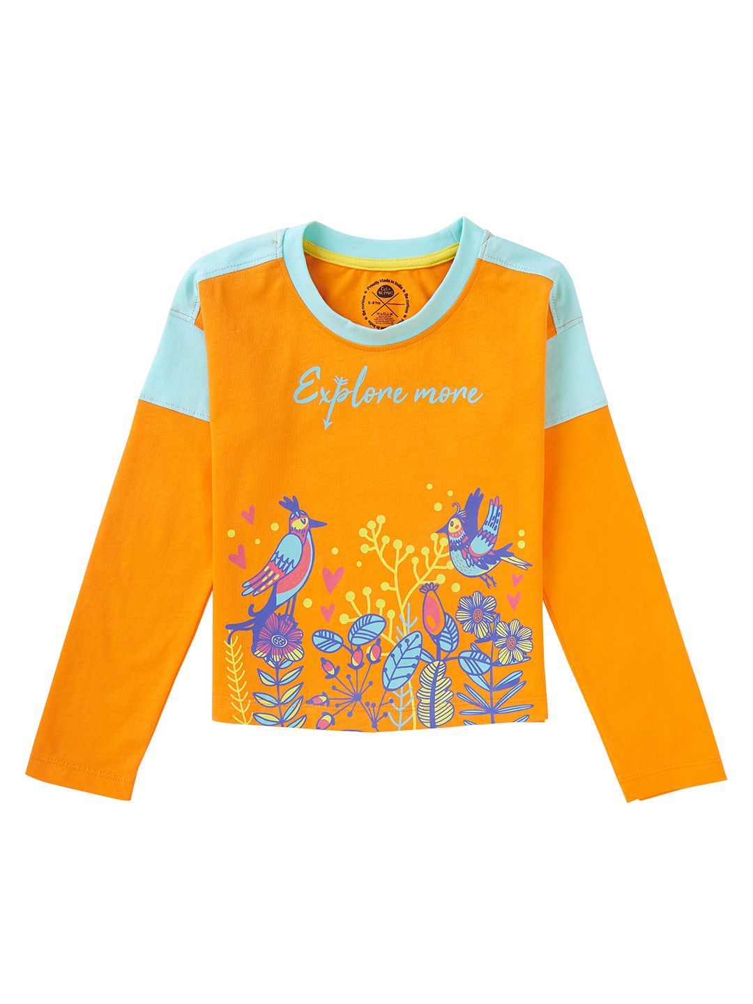 Orange Drop Shoulder full Sleeves Fashion T-shirt for Girls (EOSS)