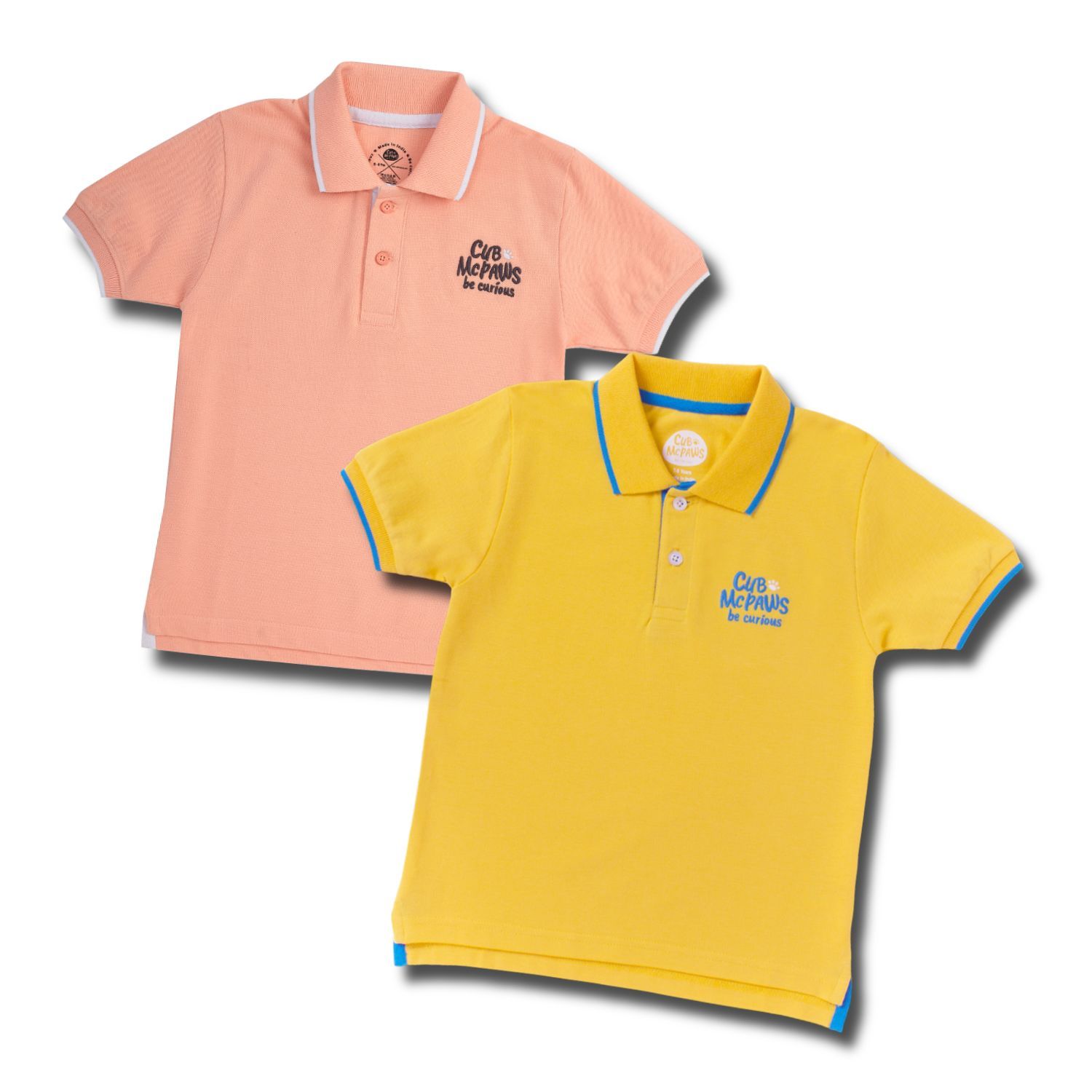 Pack of 2 Half Sleeves Polo for Boys - Lime Yellow and Peach