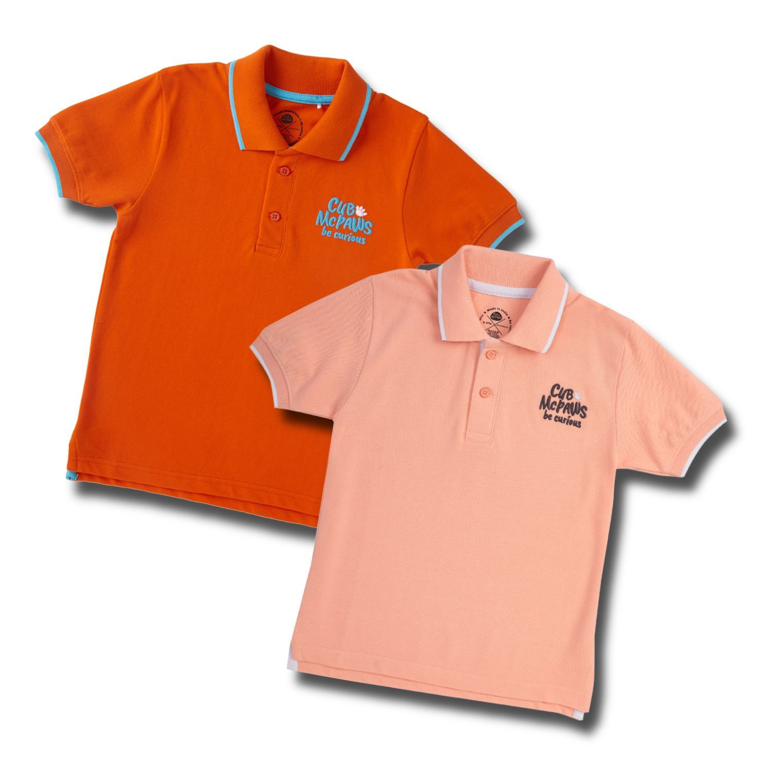 Pack of 2 Half Sleeves Polo for Boys - Orange Peach