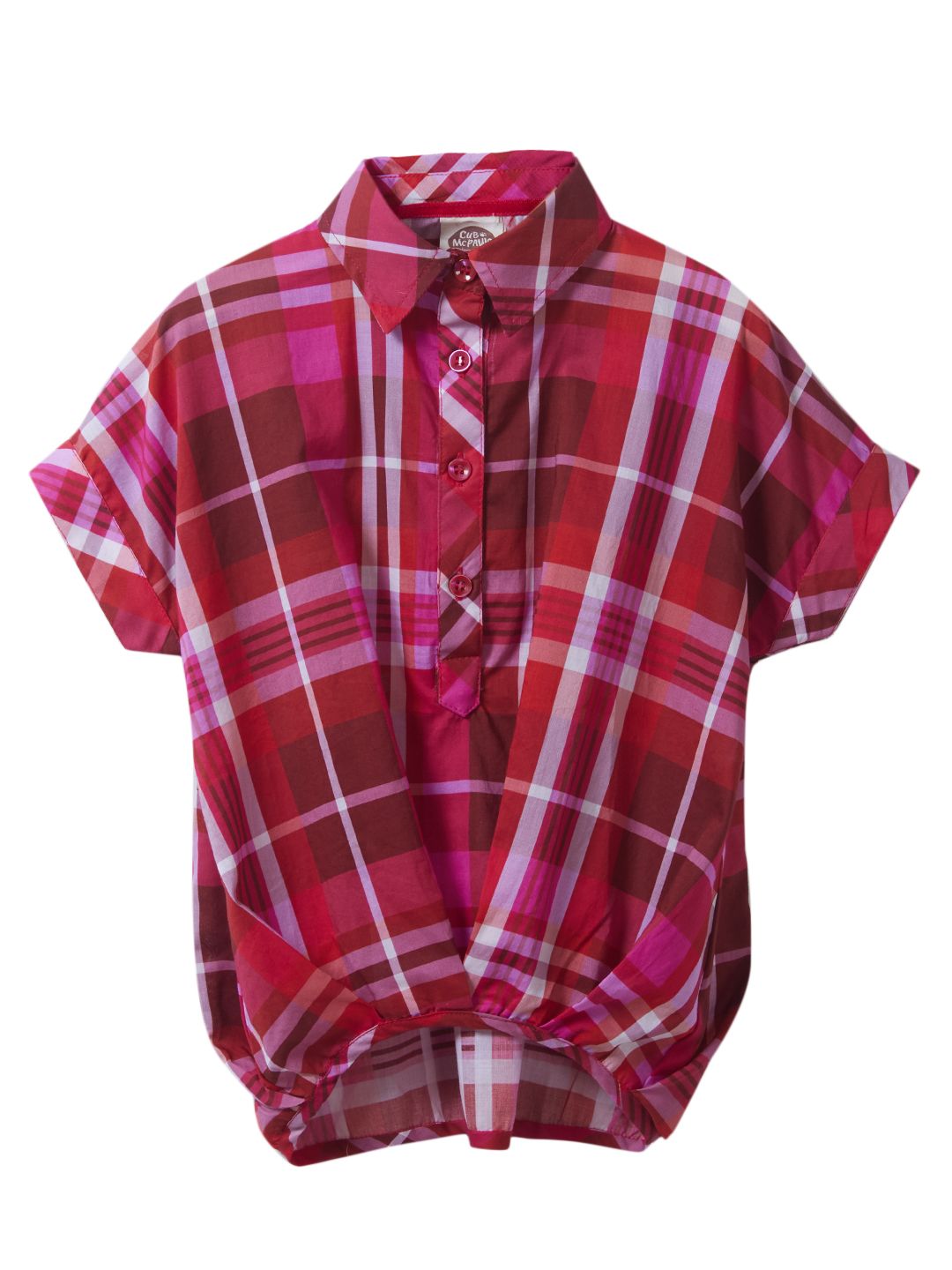 Red Checks Fashion Woven Top for Girls Age 4 to 12 Years